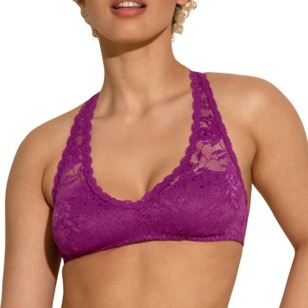 Cosabella Never Say Never Racie Lace Racerback Bralette in Swiss Beet | Large - Picture 3 of 9